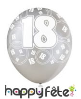 Ballons nombre anniversaire noir gris blanc, image 3