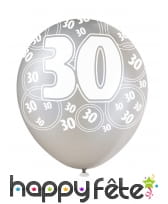 Ballons nombre anniversaire noir gris blanc, image 5