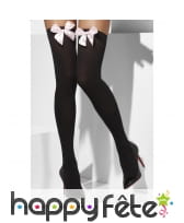 Bas noir avec noeud rose