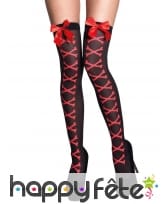 Bas noirs couture os rouge