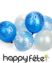 Ballon nombre d'anniversaire blanc bleu, image 5