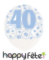 Ballon nombre d'anniversaire blanc bleu, image 6