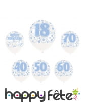 Ballon nombre d'anniversaire blanc bleu