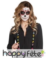 Bretelles noires Dia de los muertos pour adulte