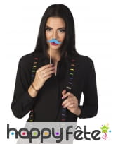 Bretelles noires imprimé moustaches colorées
