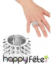Bague punk à piques argentée