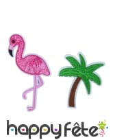 Broches palmier et flamant rose