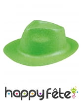 Borsalino pailleté vert fluo pour adulte