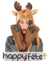 Bonnet renne avec écharpe pattes