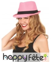 Borsalino rose avec ruban noir, image 1