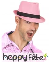 Borsalino rose avec ruban noir, image 2