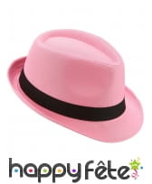 Borsalino rose avec ruban noir
