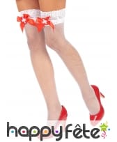 Bas résilles blancs noeud rouge infirmière, image 1