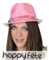 Borsalino rose clouté multicolore 13x28cm