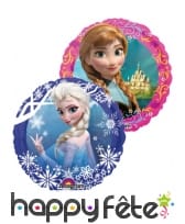 Ballon Reine des Neiges Anna et Elsa rond 23cm