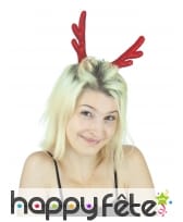 Bois rouges de renne de Noël sur barrette, femme
