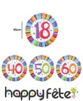 Ballon rond en aluminium imprimé âge