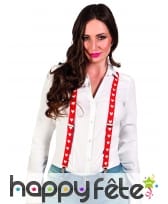 Bretelles rouges imprim&eacute;es de coeurs