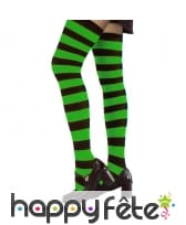 Bas rayés vert fluo/noir unique