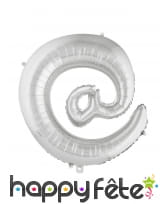 Ballon symbole arobase argenté de 70cm