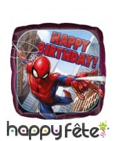 Ballon Spider-man Happy Birthday carré de 43cm