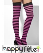 Bas style sorcière, lignés rose et noir, image 2