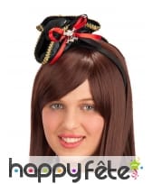 Bibi serre tête tricorne noir de pirate