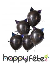 Ballons tête de chat noirs, 30cm