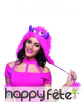 Bonnet tête de monstre rose rigolo