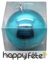 Boule turquoise de noel, brillante. 10 cm