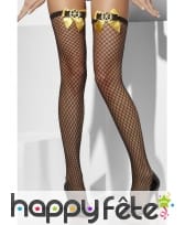 Bas trellis noirs, noeuds dorés, image 1