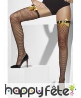 Bas trellis noirs, noeuds dorés