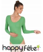 Body vert à manches longues, pour femme