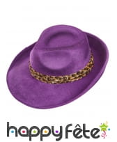 Borsalino violet bandeau léopard