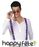 Bretelles violettes imprimé peace and love coloré