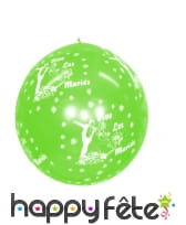 Ballon "vive les mariés" géant anis/blanc