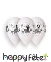 Ballons vive les mariés noir et blanc, 30cm