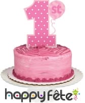 Chiffre 1 rose pour gâteau de 1er anniversaire