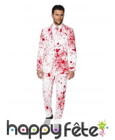 Costume 3 pi&egrave;ces blanc tach&eacute; de sang, image 1