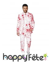 Costume 3 pi&egrave;ces blanc tach&eacute; de sang