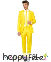 Costume 3 pièces classique jaune pour homme