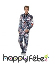 Costume 3 pièces imprimé motifs zombie