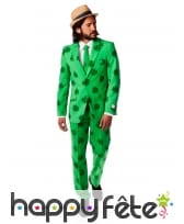 Costume 3 pi&egrave;ces imprim&eacute; tr&egrave;fles verts