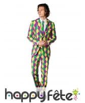 Costume 3 pièces motifs Arlequin