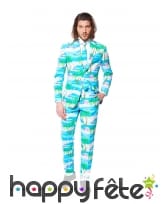 Costume 3 pièces motifs flamants rose