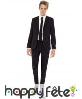 Costume 3 pièces noir uni pour ado