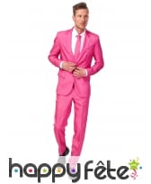 Costume 3 pièces rose uni pour homme