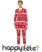 Costume 3 pi&egrave;ces rouge de No&euml;l pour ado