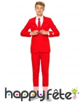 Costume 3 pi&egrave;ces rouge uni pour ado