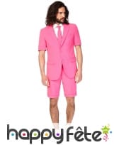 Costume 3 pi&egrave;ces short rose uni